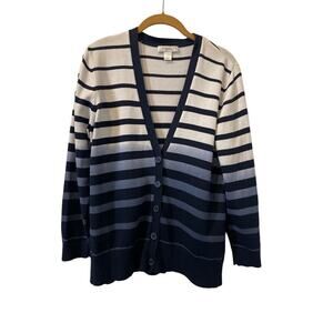 CJ Banks Women’s Button Front Blue Ombra Cream Cardigan Size X